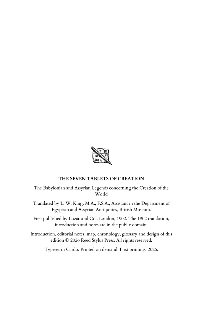 The colophon page of this edition, naming every source and method.