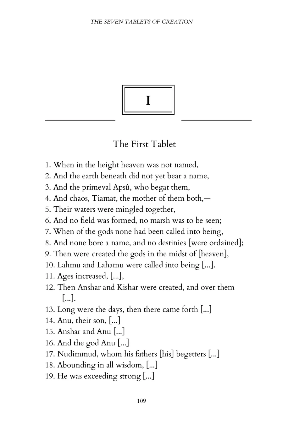 Page 109 of the book: The First Tablet